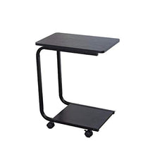Tavolino A Forma di U. Comodino da Camera da Letto Nero con Ruote Tavolo da Ufficio con Balcone A 2 Livelli, 48 × 30 × 60 Cm