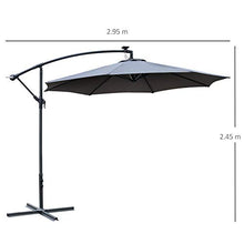 giordano shop Ombrellone da Giardino Decentrato Ø2,95m in Acciaio Grigio e Nero