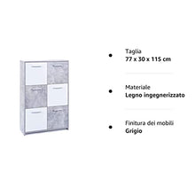Inter Link Cemen Buffet 6 Ante E 2 Cassetti, nobilitato, Bianco/Grigio, 77 x 30 x 115 cm