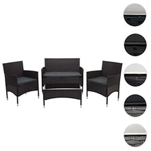 Mendler Salottino da Esterno Giardino HWC-F55 polyrattan Marrone con Cuscini Grigio Scuro