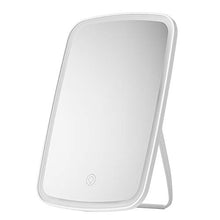 Dewanxin - Specchio cosmetico a LED, con Luce, Schermo Touch, USB Ricaricabile, Angolo Regolabile, per Bagno e toeletta, Bianco