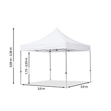 TOOLPORT Gazebo Pieghevole Giardino 3x3m - 2 Laterali Alluminio Telo Poliestere 100% Impermeabile Padiglione Mercati Sagre Neve