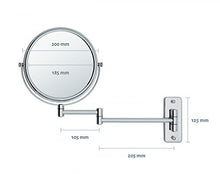 Sanwood BEA - Specchio da Trucco a Parete, Satinato, Visione Normale su Un Lato e ingrandimento 5X sull'altro
