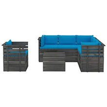 vidaXL Set Divani da Giardino su Pallet 7 pz con Cuscini Massello Pino