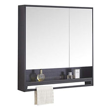 Armadietti a specchio Da Bagno Parete in Legno Massello Mobiletto da Bagno Mensola Specchio Cosmetico da Bagno (Color : Black, Size : 80 * 14 * 80cm)