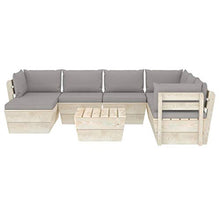 SKM Set Divani da Giardino su Pallet 8 pz con Cuscini Legno Abete (152.4kg) Grigio