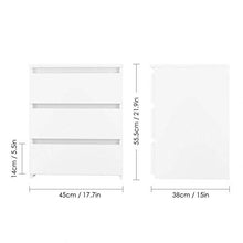 WSZMD Bianco Moderno Comodino da Letto del Comodino Comodino con 3 Cassetti di Stoccaggio Mobili da Camera da Letto, Comodino