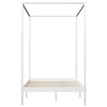 BIGTO - Struttura letto a baldacchino in legno di pino massiccio, per camera da letto, colore: bianco, 140 x 200 cm