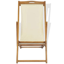 vidaXL Legno di Teak Sedia Sdraio Giardino Pieghevole Crema Lettino Prendisole