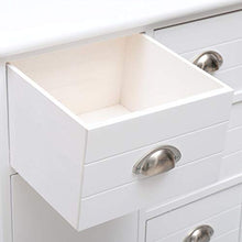 Festnight Credenza con 10 Cassetti in Legno Bianca 113x30x79 cm
