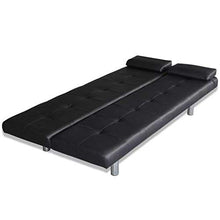 Vislone Divano Letto 3 posti, Regolabile in 3 Posizioni Reclinabili Diverse, Divano Letto in Pelle con 2 Cuscini, 168x77x(61,5/64 / 66) cm Nero