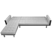SKM Divano Letto ad Angolo Tessuto 218x155x69 cm Bianco e Grigio A