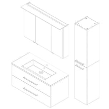 Fackelmann - Set di mobili da Bagno in Stile Rustico, con armadietto a Specchio a LED, 100 cm, 3 Pezzi