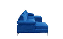 BHDesign Amanda XL New – Divano angolare Panoramique Xtra Large – Moderno – Velluto – Colore Blu