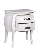 Dmora Comodino Design bombato 2 cassetti, Legno, Bianco, 50 x 60 x 30 cm