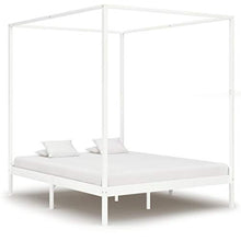 SKM Giroletto a Baldacchino Bianco Legno Massello di Pino 180x200cm