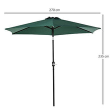 Outsunny Ombrellone da Giardino Inclinabile Spiaggia Alluminio e Poliestere Φ2.7×2.35m Verde Scuro