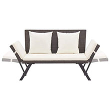 Festnight Panchina da Esterni in Polyrattan, Panche da Giardino con Cuscini Marrone 176 cm