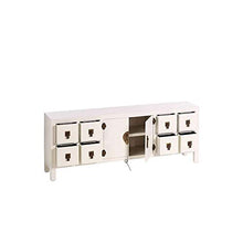 tapidecor - Comò basso bianco 8 cassetti 2 ante 130 x 24 x 50