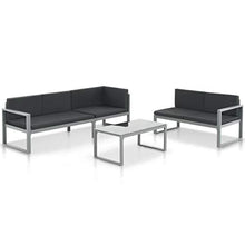 Festnight Set Divani da Giardino, Set di Mobili da Giardino 3 pz in Alluminio Nero