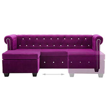 vidaXL Divano Chesterfield a L in Velluto Viola Sdraio Sofa Arreddo Salotto
