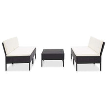 UnfadeMemory Set Divani da Giardino 5 pz con Cuscini in Polyrattan Nero