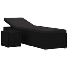 Festnight Lettino Prendisole con Cuscino e Tavolino in Polyrattan Nero