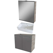 FACKELMANN - Set di mobili da bagno con lavabo in ceramica, 60 cm e armadietto a LED