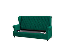 Beliani Divano Letto Rivestimento in Velluto Verde Capitonné con Bottoni Malvik