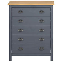 GOTOTOP Credenza Hill con 5 cassetti, armadio in legno, per camera da letto, soggiorno, cucina, 79 x 40 x 96,5 cm, colore: grigio e marrone miele