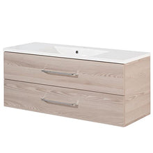 Fackelmann – Set di mobili da bagno B. Clever 2 pezzi 120 cm esche con mobiletto da bagno con lavabo in marmo e armadietto a specchio LED