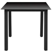 OUSEE Tavolo da Giardino Nero 80x80x74 cm in Alluminio e Vetro