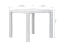 Tomaino Tavolo Quadrato per Esterno/Interno in plastica Simil Rattan (Bianco)