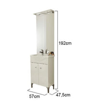 Mobile bagno moderno Moon bianco con lavabo in ceramica e specchiera
