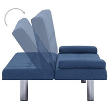 Tidyard Divano Letto con 2 Cuscini in Legno e Similpelle | Blu