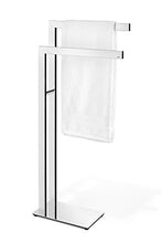 ZACK TOALLERO Doble DE Pie H.80 CM, Acciaio Inox, Argento, 38,5 x 15 x 80 cm