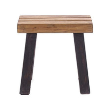 Rustic Design - Sgabello in Legno Riciclato, Stile Rustico, 41 x 42 x 24 cm (A x L x P), Pezzo Unico, nero e naturale