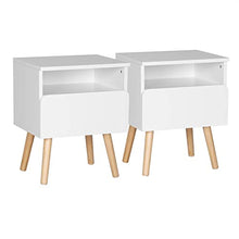 WOLTU Set di 2 Comodini da Notte Bianchi Comodino con Cassetto Organizzatore da Letto in Legno TSR58ws-2