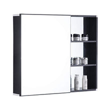 Armadietto da Bagno Armadio da Cucina Multiuso, Mensole, Specchietto, Armadietto da Bagno Fissato al Muro, Specchio Bagno Cabine Nero