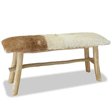 vidaXL Panca in Vera Pelle e Teak Panchina Seduta Ingresso Salone Arredo Casa