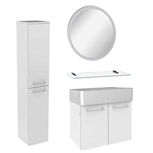 Fackelmann - Set di mobili da bagno 5 pezzi Lima con lavabo in ceramica 60 cm e specchio rotondo a LED