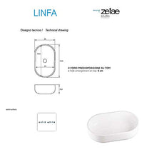 Relax Design"Linfa" lavabo ovale da appoggio - dimensioni 58,5 x 36 cm in"solid surface", bianco