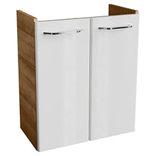 FACKELMANN - Set di mobili da bagno stretti e lucidi, 3 pezzi, Milano, WC con mobiletto sottolavabo da 55 cm e specchio da bagno a LED