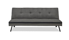 Divano letto clic clac convertibile, 3 posti, grigio e nero, letto matrimoniale