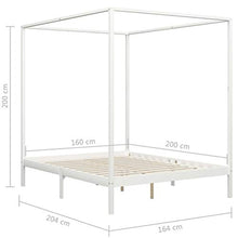 SKM Giroletto con Baldacchino 2 Cassetti Bianco in Pino 160x200 cm