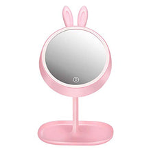 CFPPX Specchio Trucco con Luce LED, USB Ricaricabile Pieghevole Specchio Cosmetico, Makeup Mirror, Specchio da Rotazione a 360°,Rosa,Rabbit1