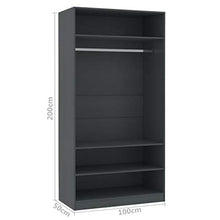 Armadio Aperto Camera da Letto con 3 Piccoli Scomparti 1 Ampio Scomparto con Asta per Appendere i Vestiti 100 x 50 x 200 cm Grigio