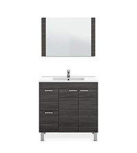 ARKITMOBEL Aktiva Set Mobile Bagno e Specchio, melammina, Grigio Cenere, 80 x 80 x 45 cm
