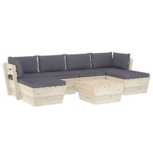 FAMIROSA Set Divani da Giardino su Pallet 7 pz con Cuscini Legno Abete-3576