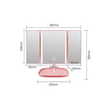 PULLEY Trifold Makeup Vanity Specchio con luci dimmerabili, Dual Power LED illuminato portatile specchio ingrandimento (colore: bianco)